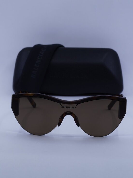 Balenciaga BB0004S 007 Shield Sunglasses - Shiny Medium Havana / Brown main image 7